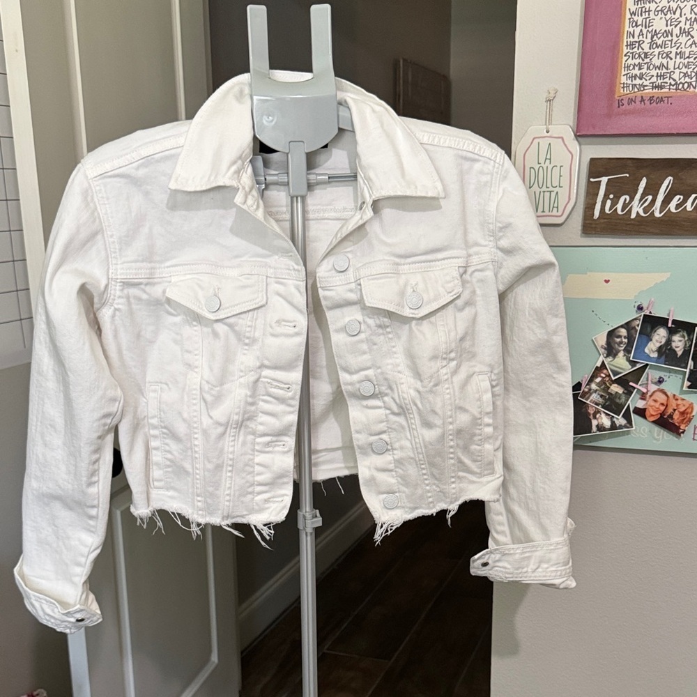 Express White Cropped Jean Jacket